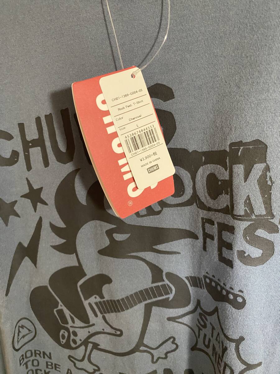 チャムス CHUMS Tシャツ メンズＬ グレー 未使用 タグ付きの画像3