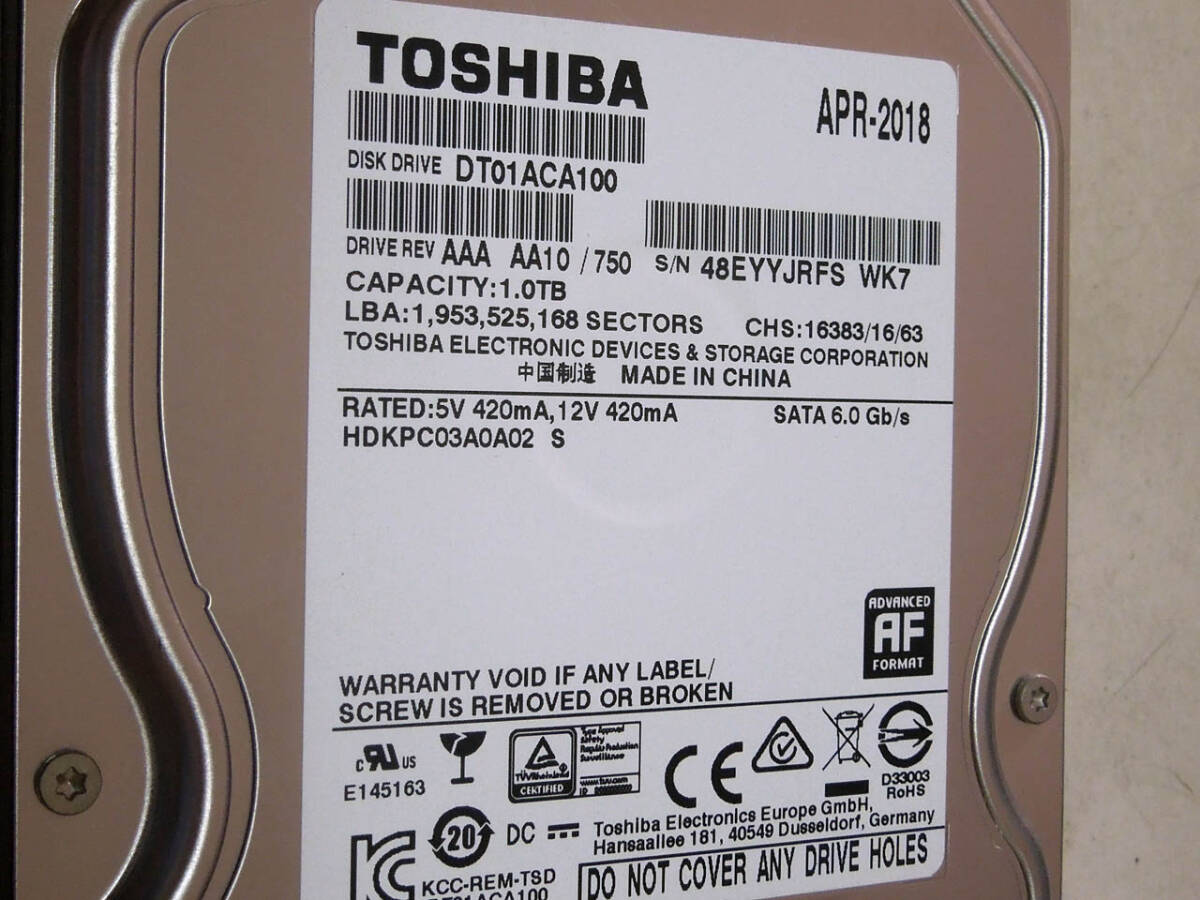 TOSHIBA DT01ACA100 1.0TB 1TB_画像1