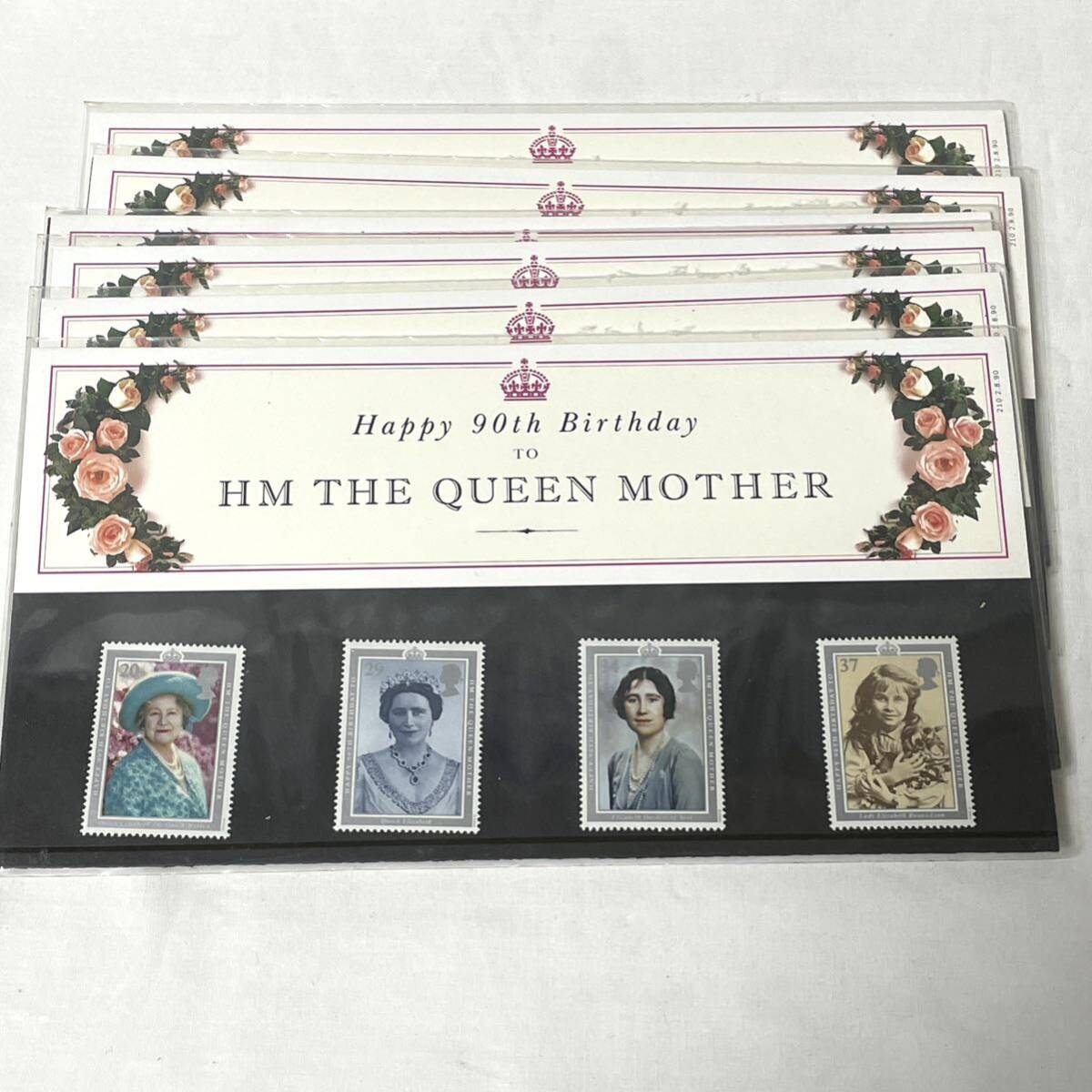 エリザベス女王 記念切手 4種 6セット Happy 90th Birthday HM THE QUEEN MOTHER (r763)_画像2