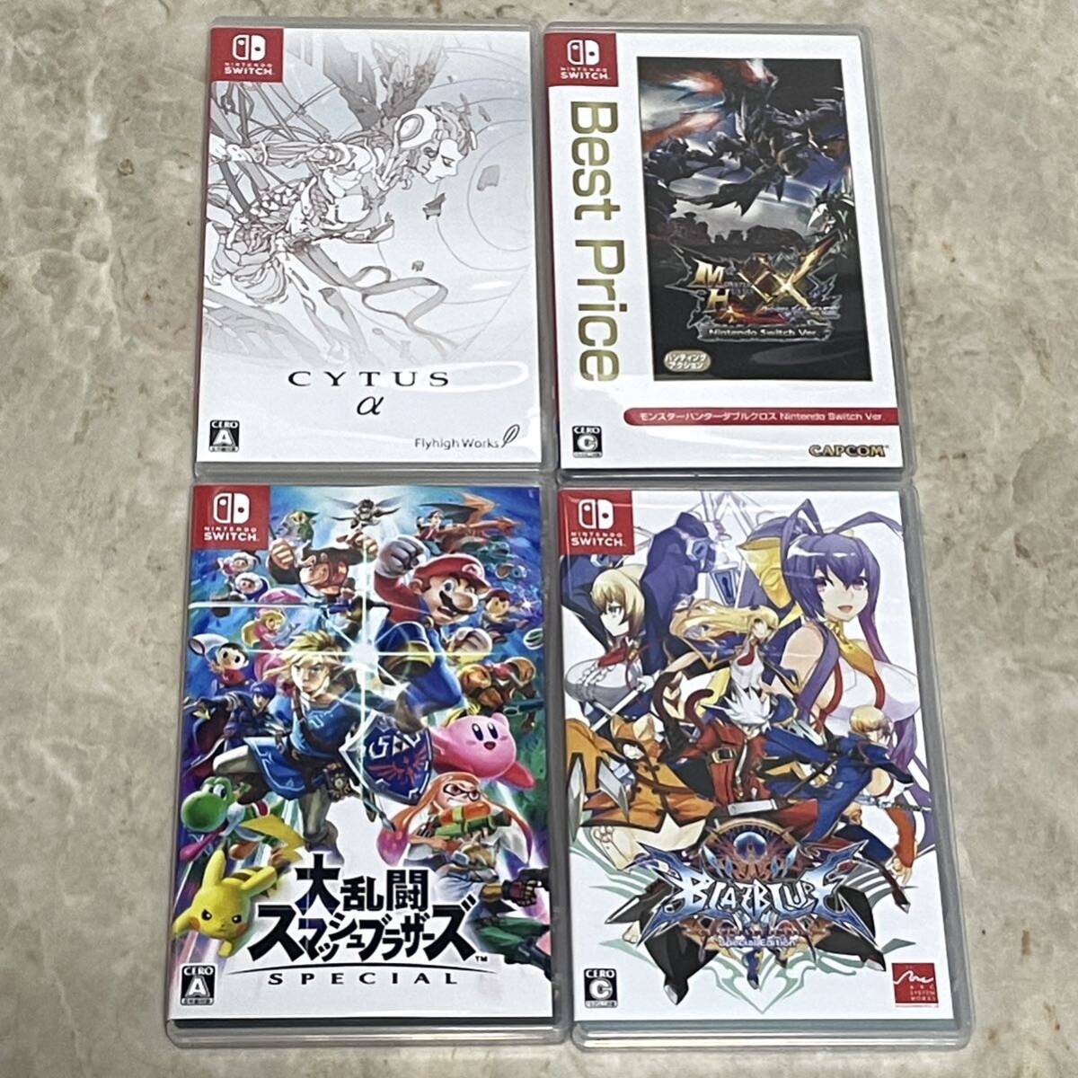 ニンテンドースイッチ 空箱 4点 大乱闘スマッシュブラザーズ ブレイブルー CYTUS α モンハンダブルクロス Nintendo Switch (k_画像1