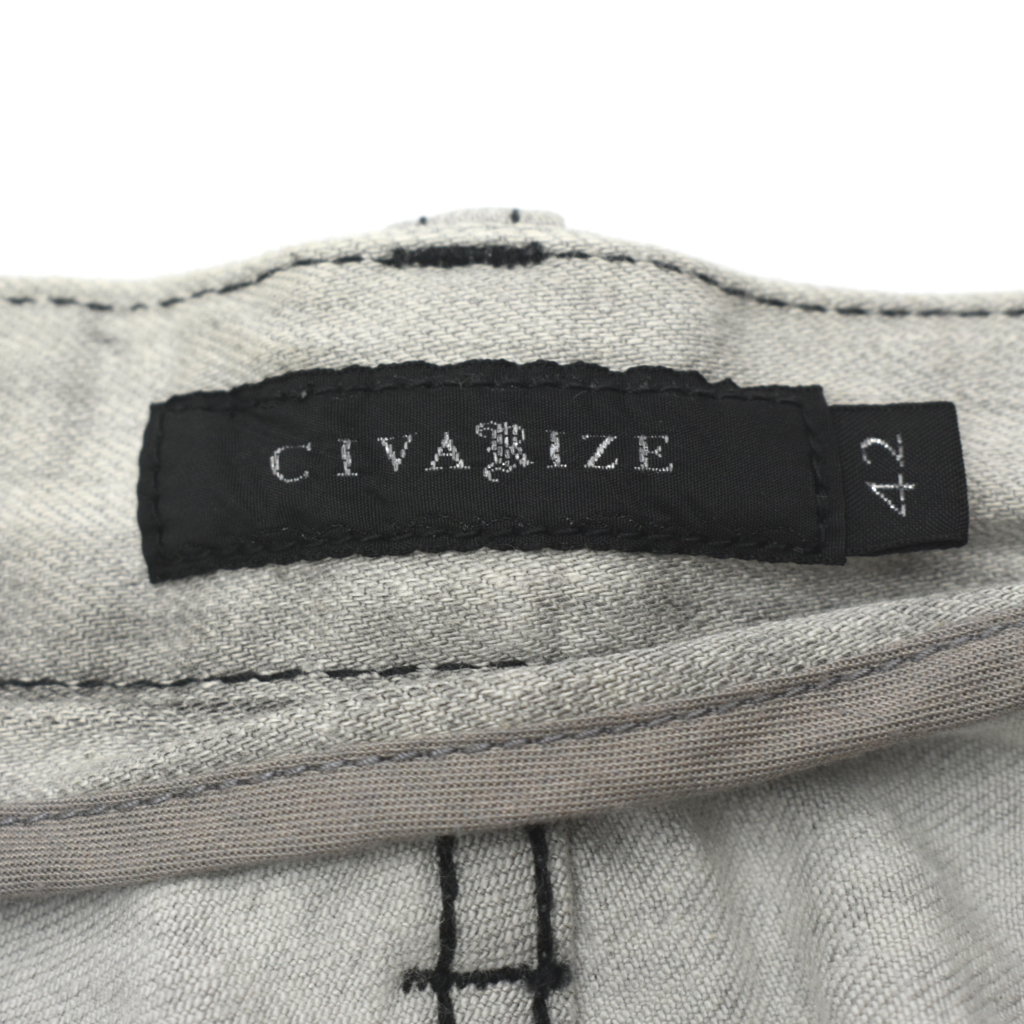  良品 CIVARIZE シヴァーライズ ストレッチ スキニー デニム パンツ ブラック 黒 size.42 日本製 ブリーチ＆ダメージ加工の画像5