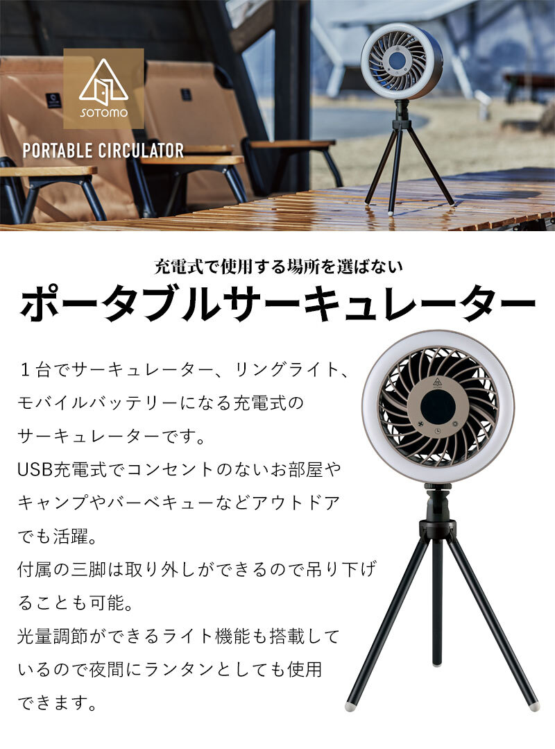 サーキュレーター エアコン併用 USB充電 LEDライト 吊り下げ 扇風機 LED照明 アウトドア 屋外 テント ランタン 省エネ M5-MGKAK00084_画像3