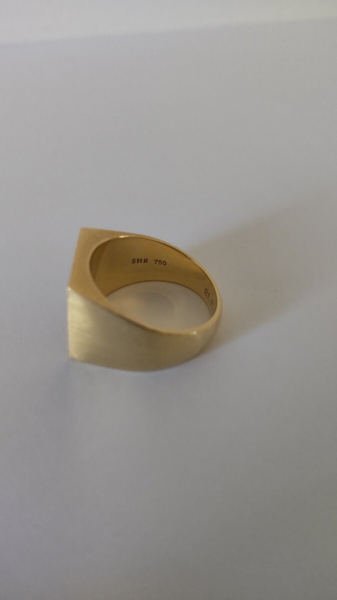 SHIHARA シハラ Signet Square Ring S 18K Yellow Gold ダイヤ (2.0mm) 付き_画像5