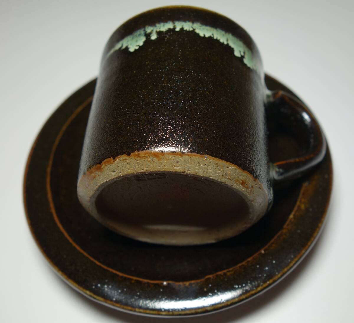 極上　黒天目釉　コーヒーカップ&ソーサー　琉球系統窯　希少手　海のシルクロード_画像10