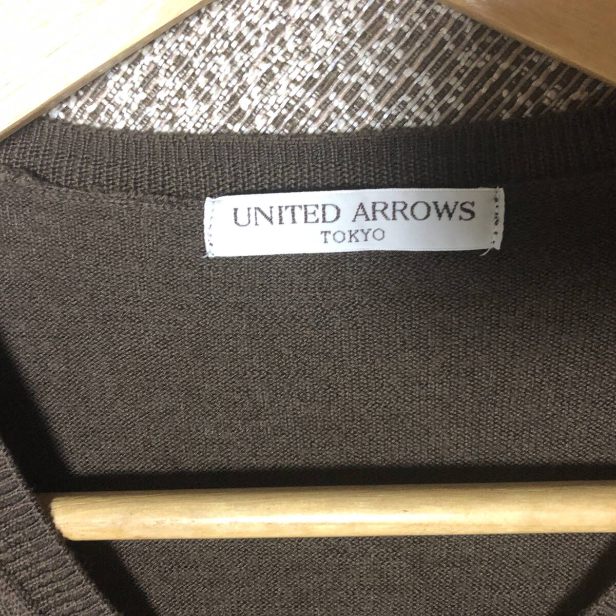 UNITED ARROWS TOKYO◆ユナイテッドアローズ アーガイル柄 薄手セーター Lサイズ ブラウン