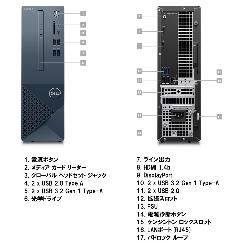 【領収書可】新品 DELL Inspiron 3020 Core i5-13400/16GB メモリ/512GB SSD/DVD±RW/Wi-Fiの画像2