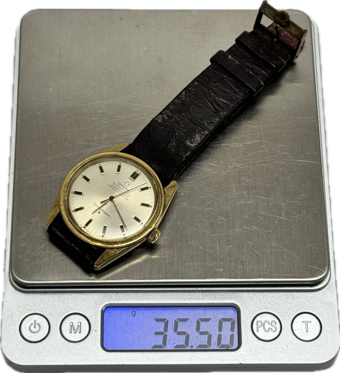 SG-599 OMEGA オメガ コンステレーション クロノメーター 167.021 稼働 現状 AT 自動巻 金メダリオン 純正バックル シルバー文字盤 腕時計の画像6