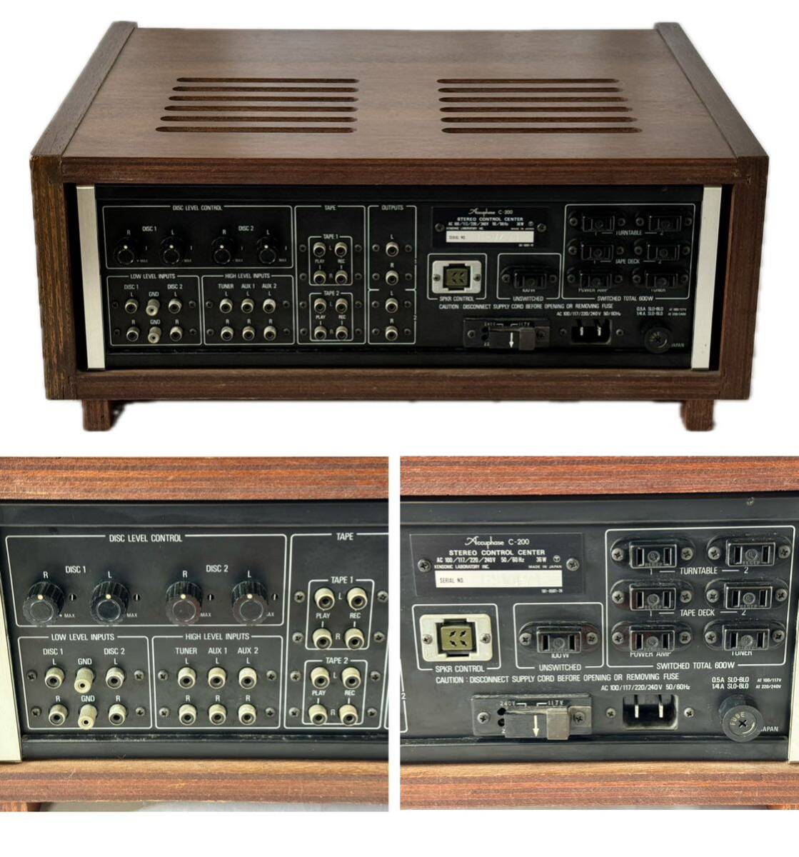 AZ-727 Kensonic Accuphase C-200 Walnut Cabinet A-2 コントロールアンプ キャビネット 動作品 元箱付 希少 2個口発送 アキュフェーズ の画像5