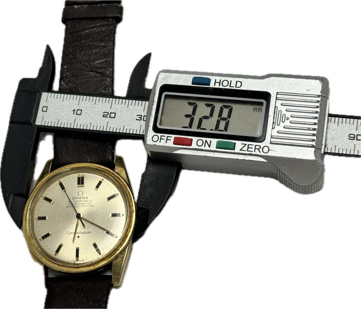 SG-599 OMEGA オメガ コンステレーション クロノメーター 167.021 稼働 現状 AT 自動巻 金メダリオン 純正バックル シルバー文字盤 腕時計の画像7