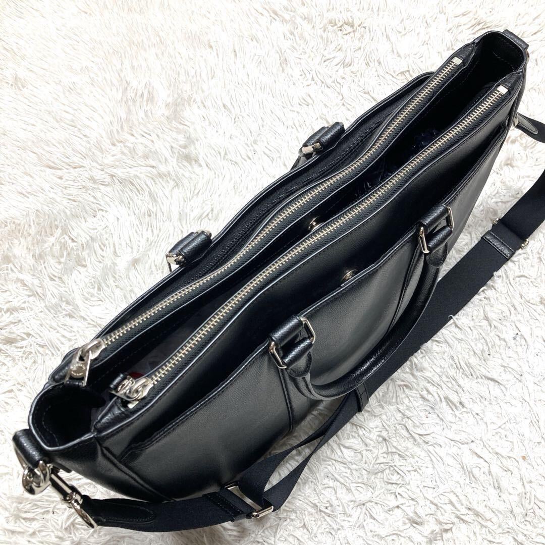 極上美品 コーチ COACH ブリーフケース ビジネスバッグ ショルダーバッグ 2way メトロポリタン A4収納可 黒 レザー 多機能 F54775 自立型の画像3