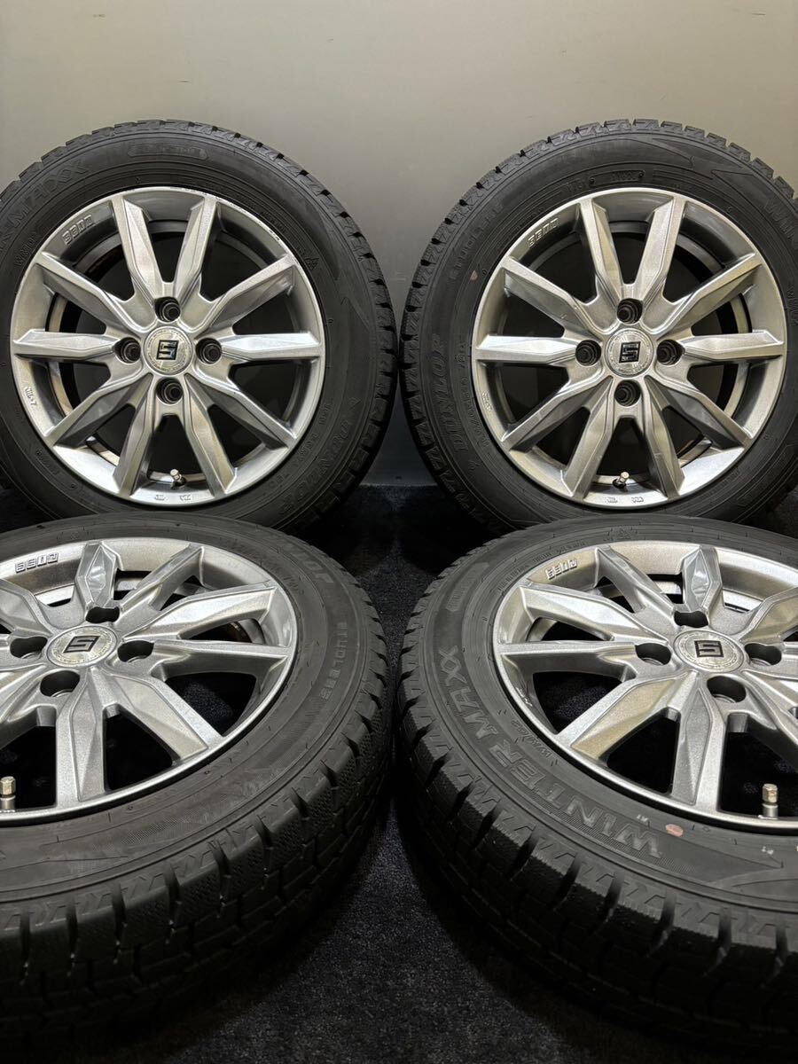 165/65R14 DUNLOP/WINTER MAXX WM02 20年製 SEIN 14インチ 5J ＋42 100 4H スタッドレス 4本 タンク ルーミー パッソ (南1-F552)_画像1