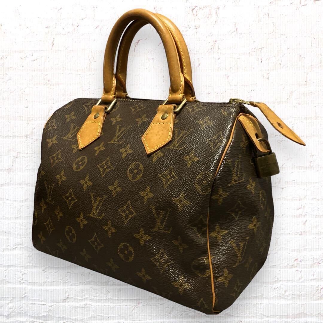 極美品 ルイヴィトン LOUIS VUITTON Lv モノグラム スピーディ 25 ハンドバッグ ミニボストン レディース ブラウン