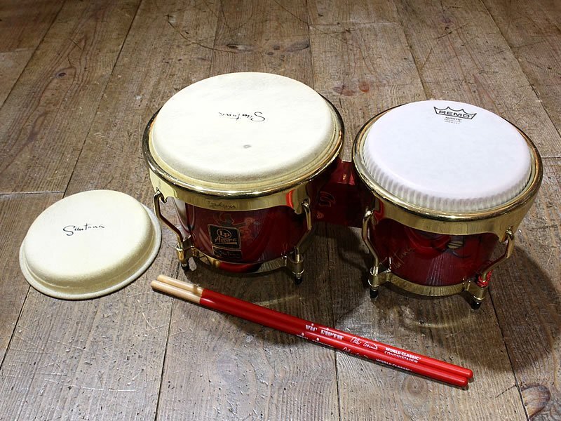 1円より LP (ラテン パーカッション) Aspire Bongo Santana Fiberglass Red Occasion サンタナ シグネチャー スタンドやスティックなど付属_画像4