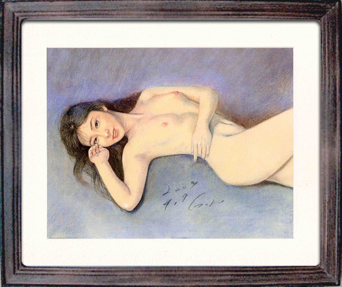 最落なし100円出品！石川吾郎 人気のパステル美人画　版画　裸婦132_画像1