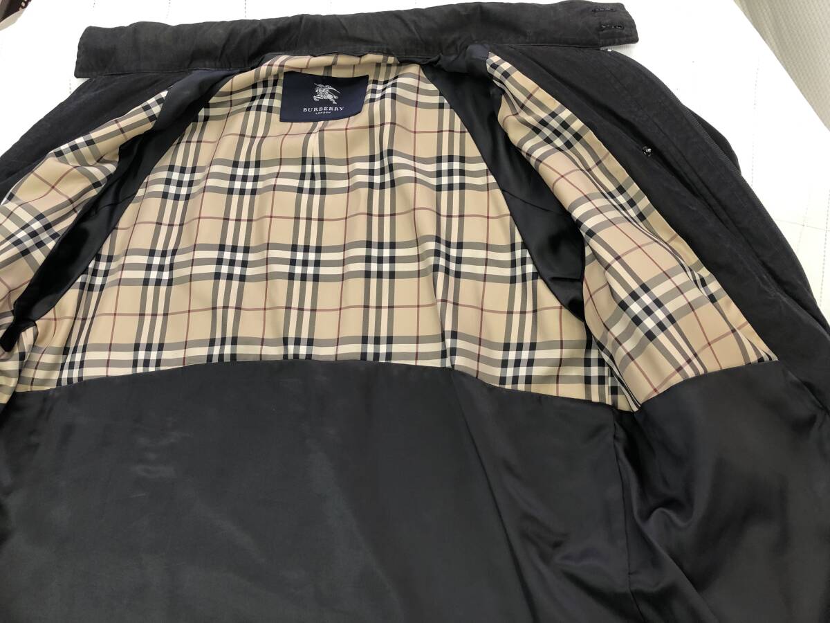  バーバリーロンドン BURBERRY LONDON フード収納型 ハーフコート 黒 メンズ Lの画像3