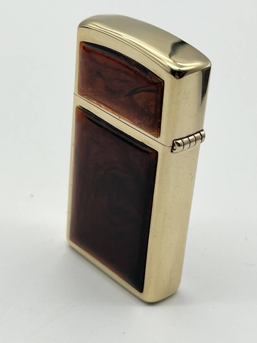 65748 火花OK ZIPPO ジッポー べっ甲調 べっ甲柄 鼈甲 1993年製 ライター 喫煙具 ケース付きの画像5