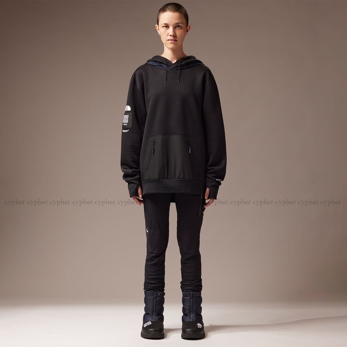 L новый товар 23AW UNDERCOVER THE NORTH FACE SOUKUU DOTKNIT DOUBLE HOODIE undercover North Face Parker f-ti точка вязаный чёрный 