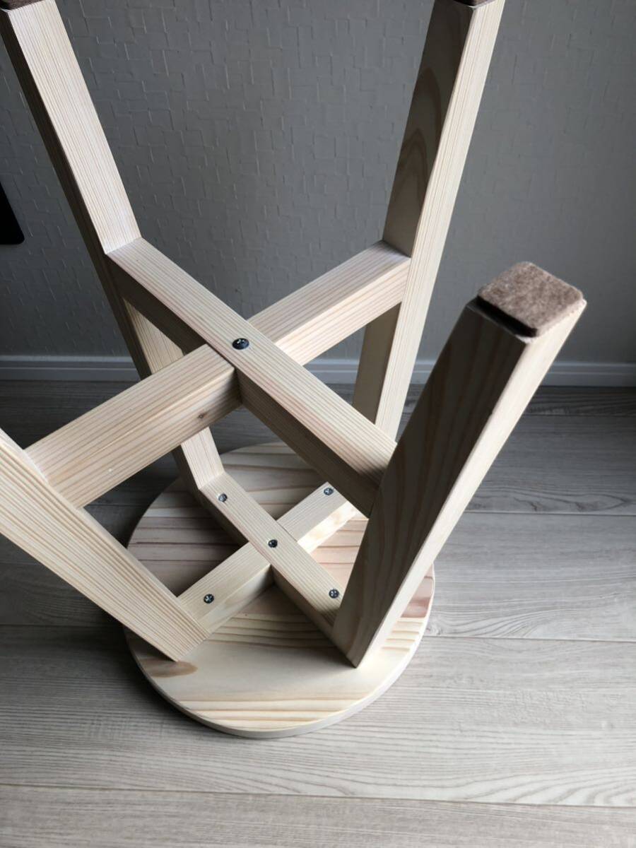 丸椅子・スツール・木製・おしゃれ・サイドテーブル・handmade・無垢材・ホワイト・2脚セット_画像4