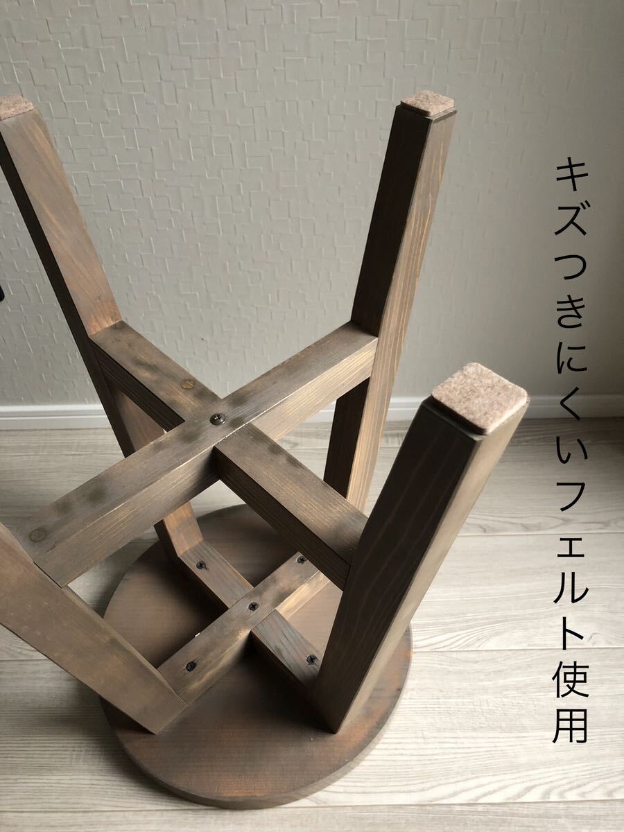 丸椅子・スツール・木製・おしゃれ・サイドテーブル・handmade・天然木・2脚セット_画像3