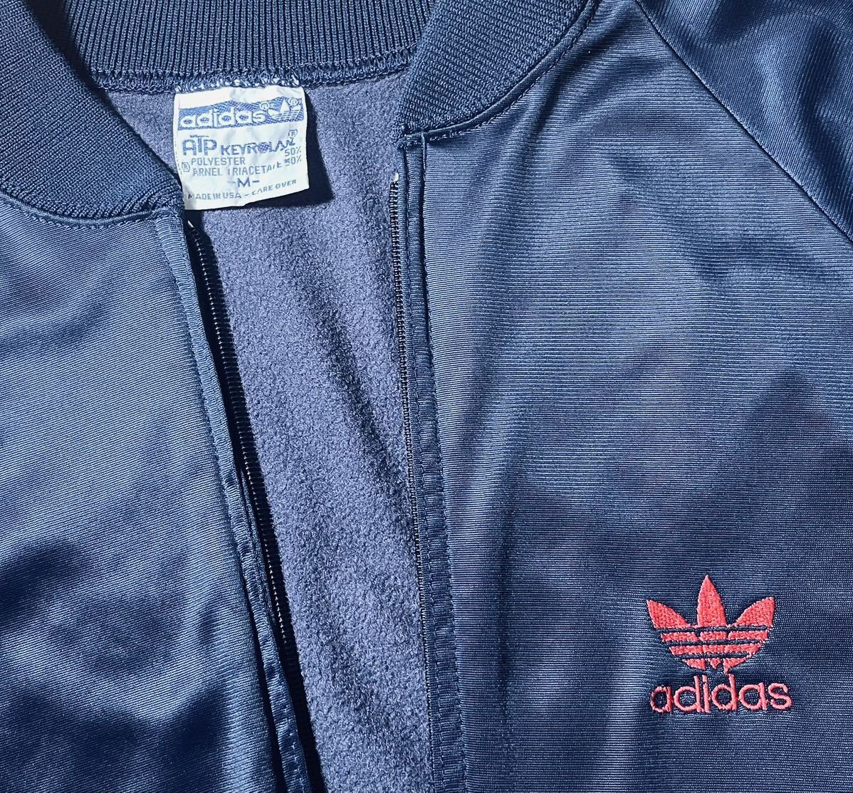 70s 80s ADIDAS ATP Adidas спортивная куртка джерси темно-синий × красный KEYROLAN USA производства yons "надеты" 