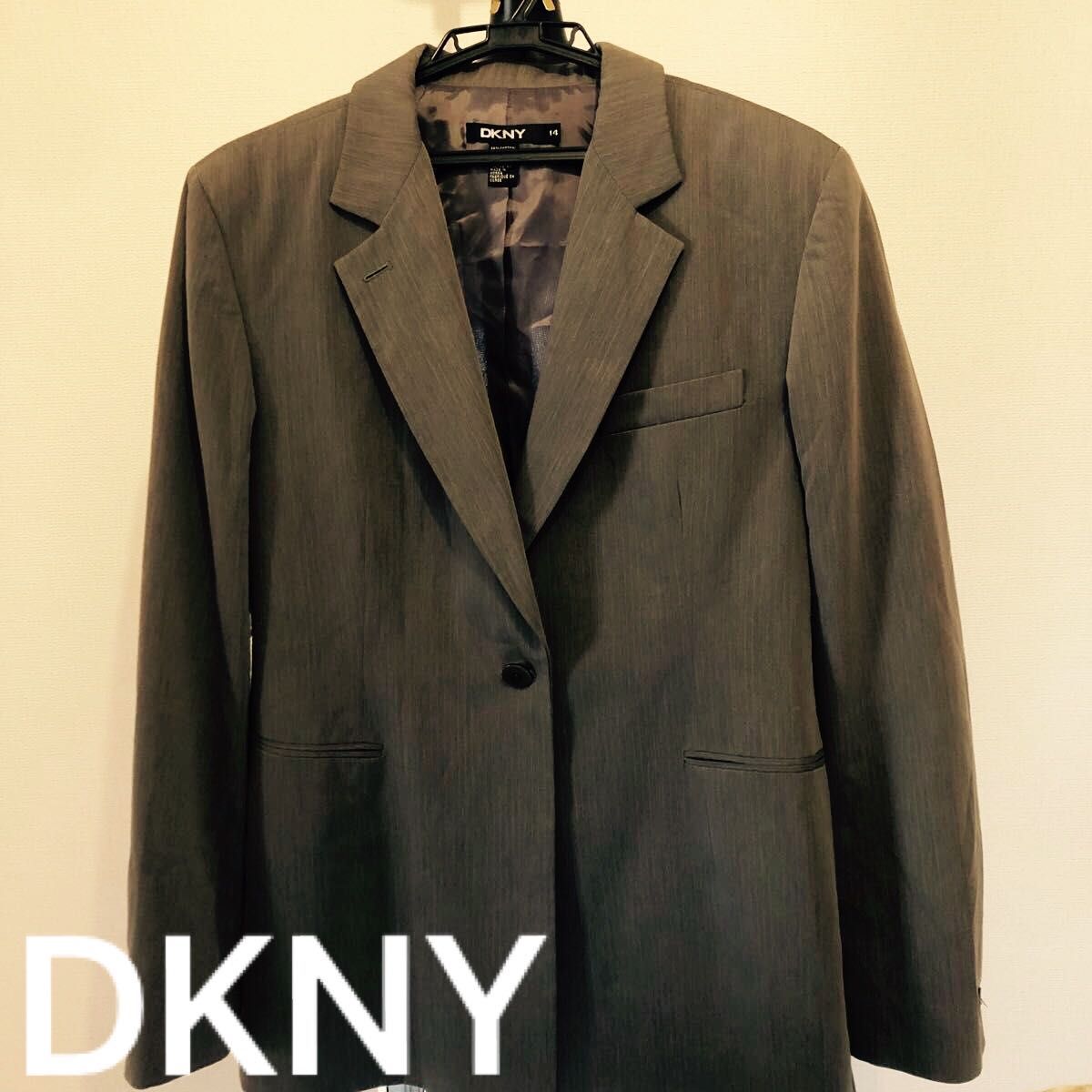 ダナキャランニューヨーク　DKNY レディース　ジャケット　大きいサイズ　14号　ボタン１つ テーラードジャケット