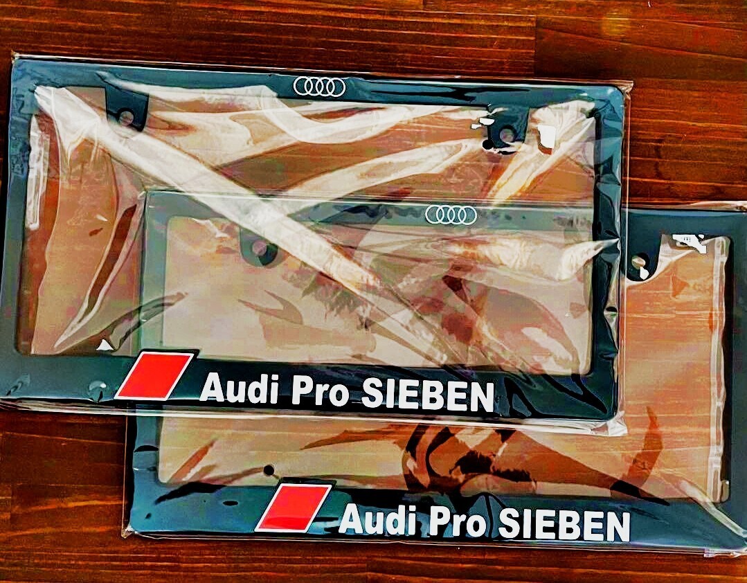 新品 Audi ナンバーフレーム 2枚セット アウディ 日本規格 浮き文字ロゴ Proshop_画像1