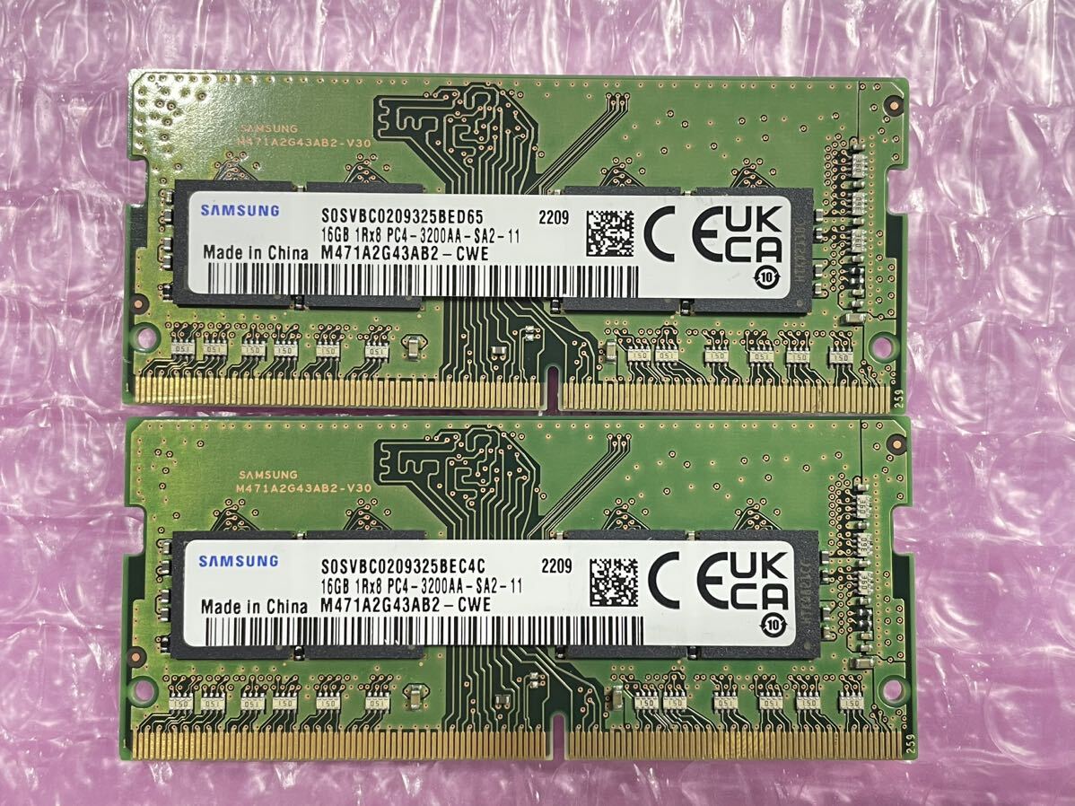 SAMSUNG 1R×8 PC4 3200AA 16GB×2（32GB） DDR4 SO-DIMM.の画像1