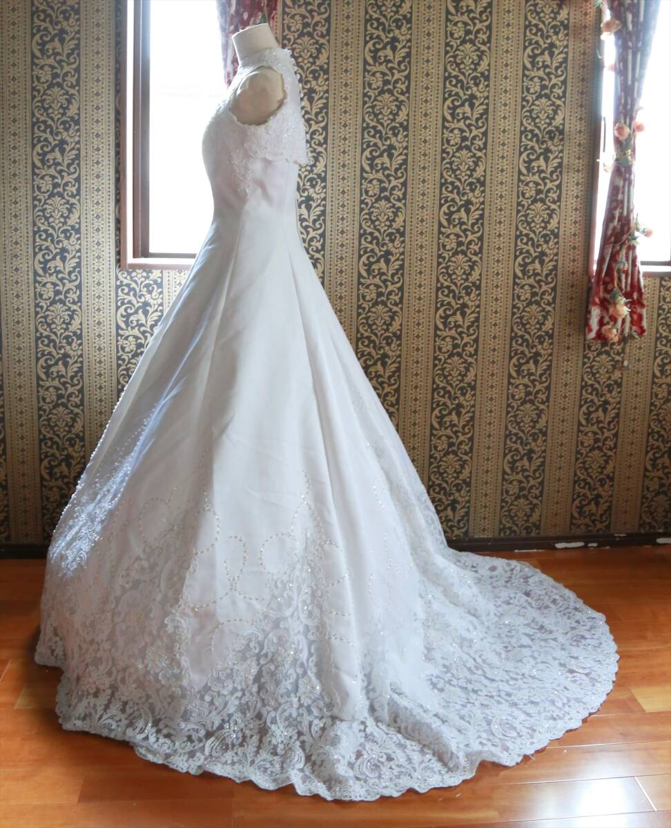  beautiful american sleeve pure-white. high class wedding dress 9 number M size 