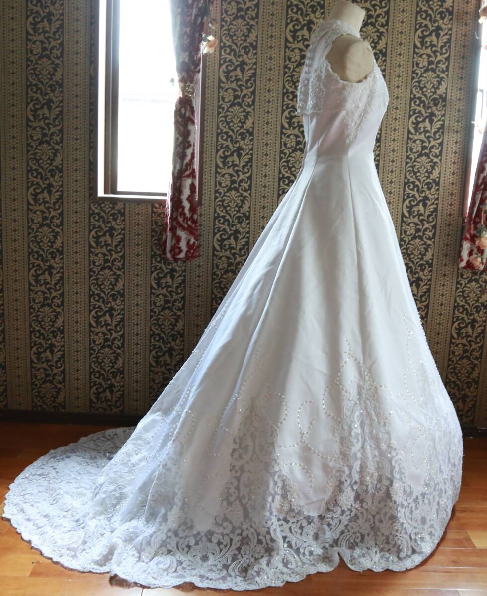 beautiful american sleeve pure-white. high class wedding dress 9 number M size 