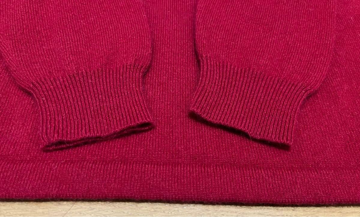 新品　カシミヤ100% 赤色セーター　M〜L カシミヤニット　開運の赤　長袖　柔らか　サンヒルズ　ハイネックセーター　三越