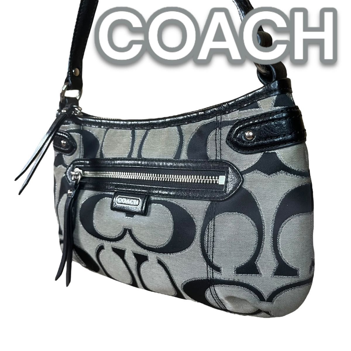 美品　COACH　コーチ　ハンドバッグ　F23946　シグネチャー　ブラック