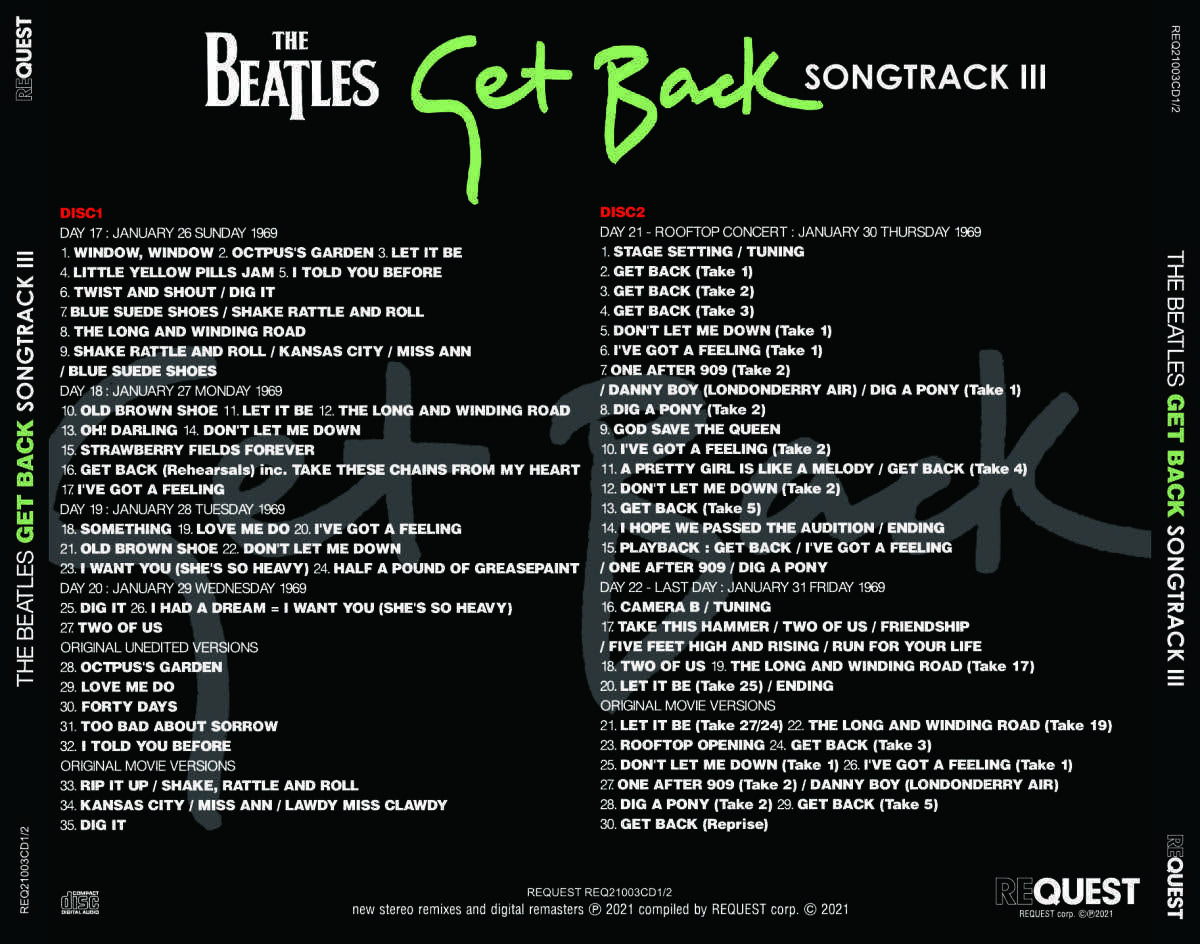 THE BEATLES / GET BACK-SONGTRACK Ⅲ (2CD) ルーフトップ リマスター get backの画像2