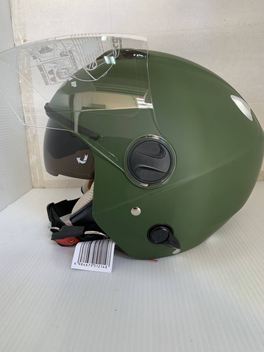 インナーバイザー付きシールドジェットヘルメット ジェッペル ジェットヘルメット カーキの画像3