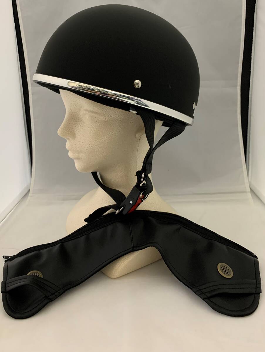 ゴーグル付き半キャップヘルメット ビンテージヘルメット ハーフキャップヘルメット マッドブラックの画像6