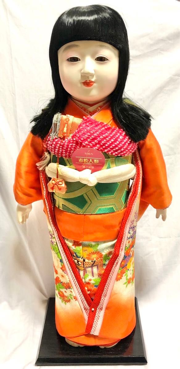 美品 市松人形 紫峰作 綸子総柄 日本人形 20号 アンティーク 美品 市松人形 紫峰作 綸子総柄 日本人形 20号 アンティーク