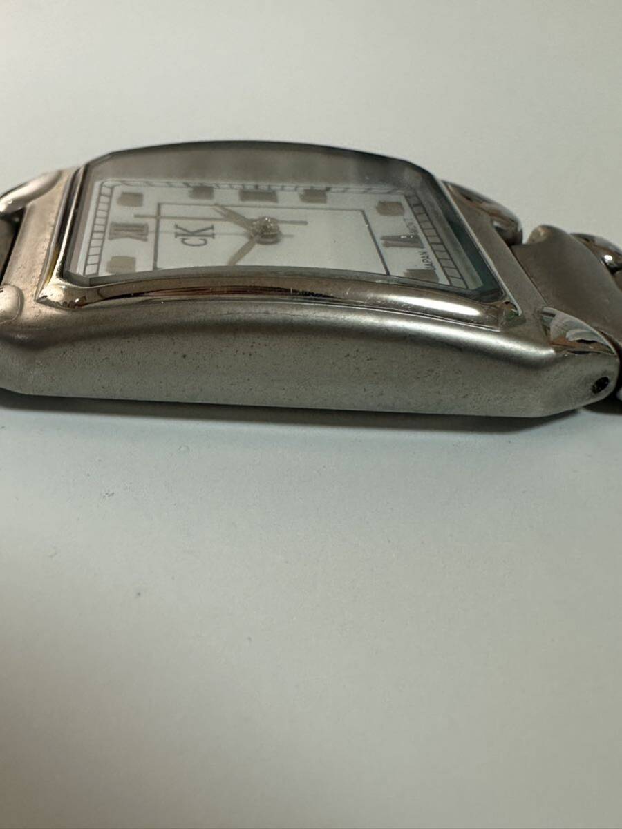 CK カルバンクライン メンズ スクエア クォーツ 腕時計 稼働品 文字盤白の画像6