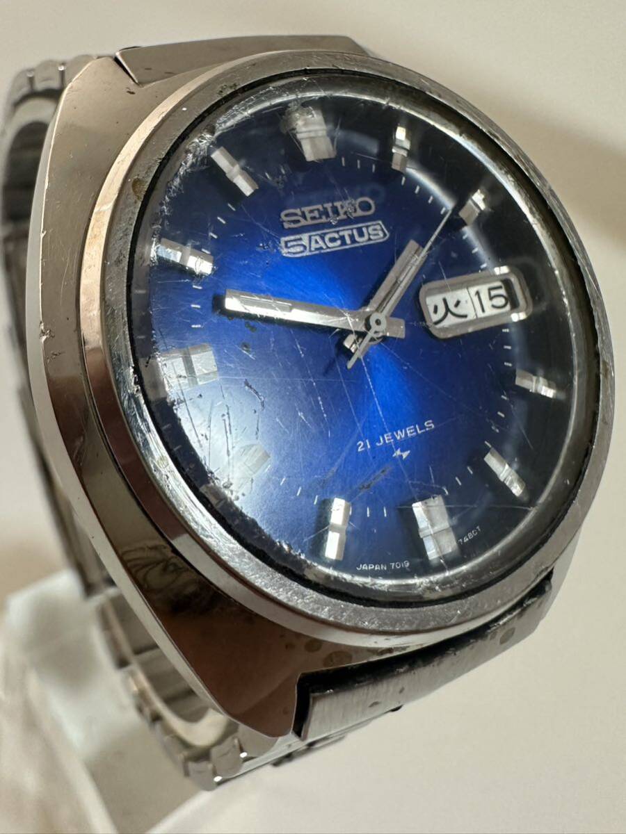 SEIKO 5ACTUS 21JEWELS 7019-7350 自動巻き カットガラス メンズ 腕時計 セイコー の画像2