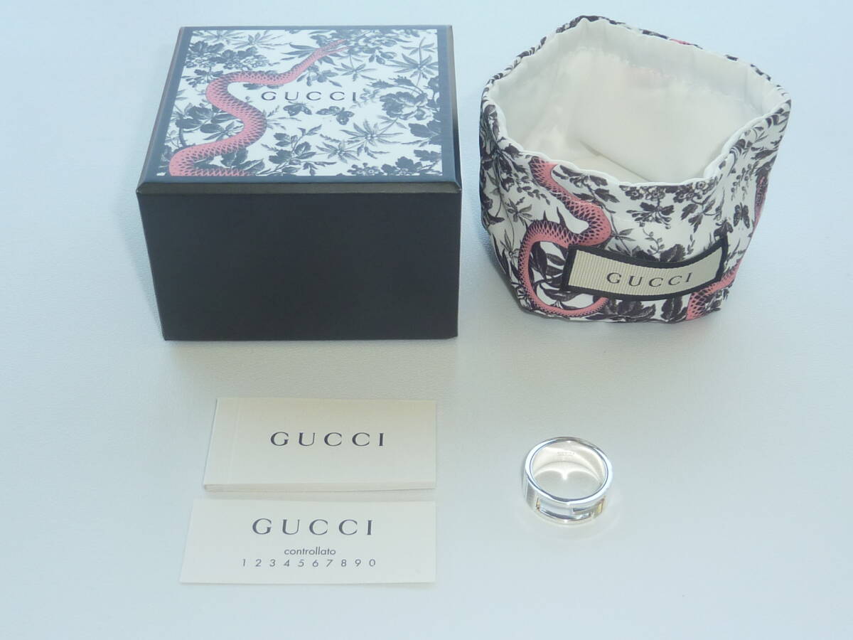 ■2024年4月購入品■GUCCI Gマーク型抜きリング GU03266009 グッチ シルバーリング 925 箱付き_画像1