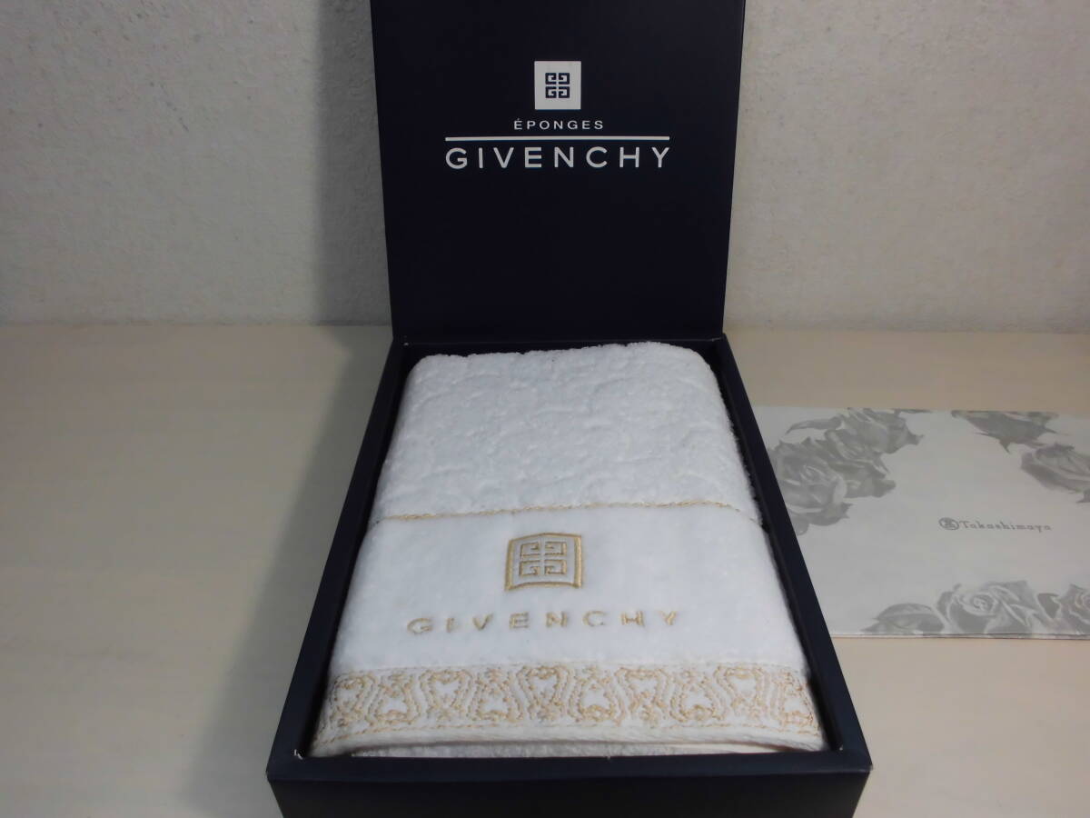 送料185円~ 百貨店購入 GIVENCHY ジバンシー フェイスタオル ロゴ刺繍 の画像1