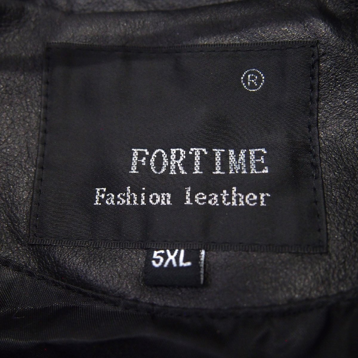 [9356-001S] FORTIME レザージャケット 5XL 【中古】 現状販売 フォータイム Fashion leather ブラック 本体のみの画像3