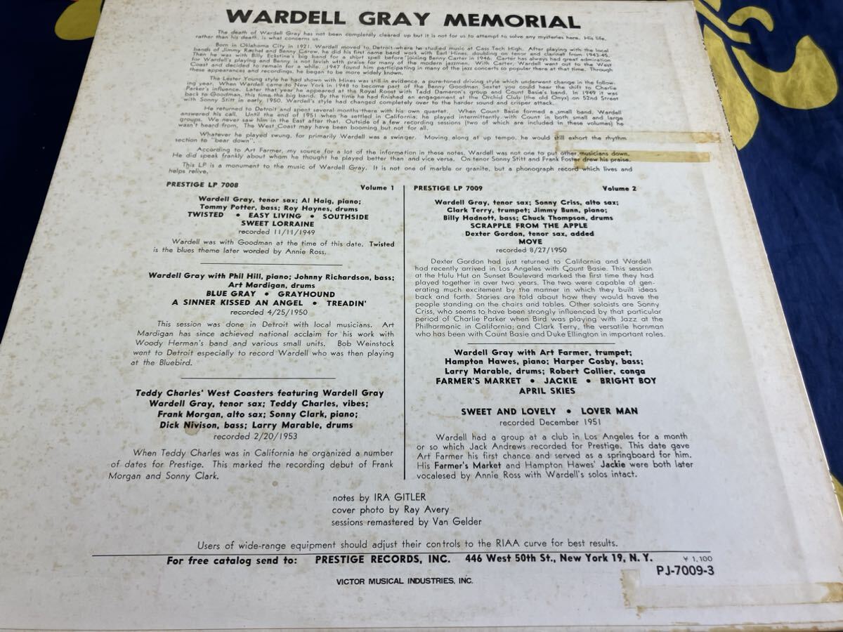 Wardell Gray★中古LP国内盤「ワーデル・グレイ～メモリアルVol.2」_画像2