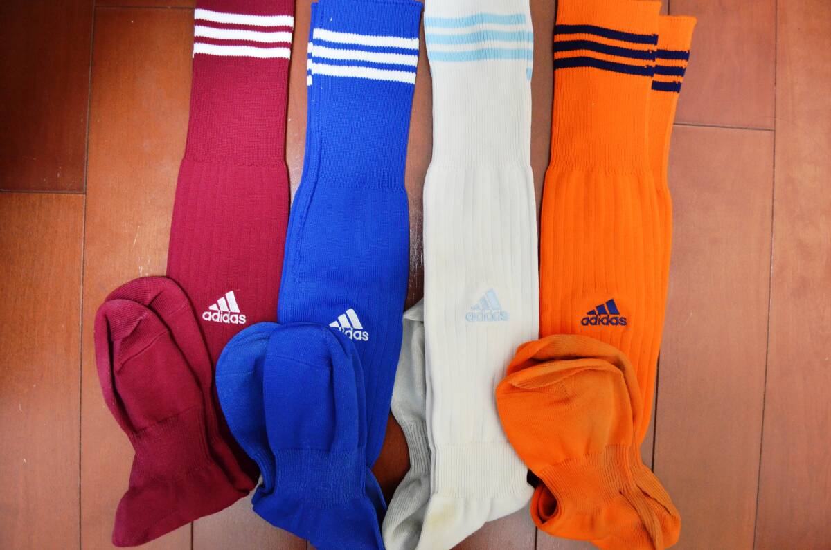 ◇US10◇ゆうパケットプラス対応 中古 サッカー フットサル ソックス ストッキング adidas アディダス 25-29　4点セット 高校部活引退品_画像2