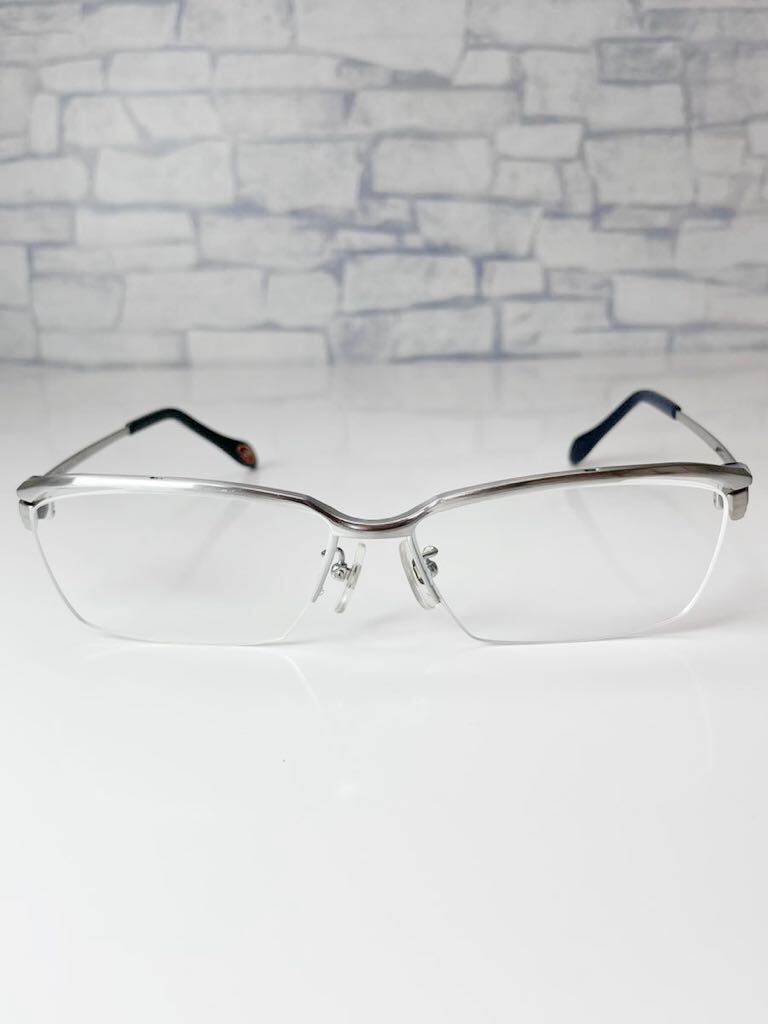BEZELEYES BZL-2433 ベゼルアイズ ハーフリム スクエア型 シャーリングシルバー 眼鏡 良品