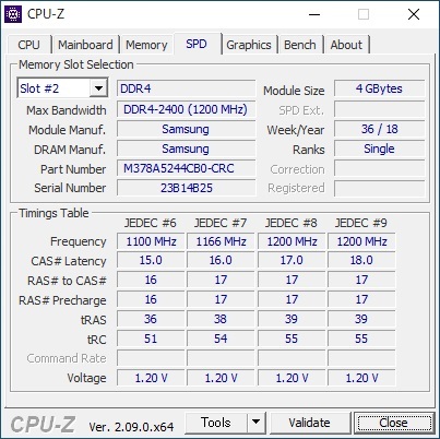 SAMSUNG (M378A5244CB0-CRC) PC4-19200 (DDR4-2400) 4GB Dual Channel ★2枚組（計8GB）★の画像5