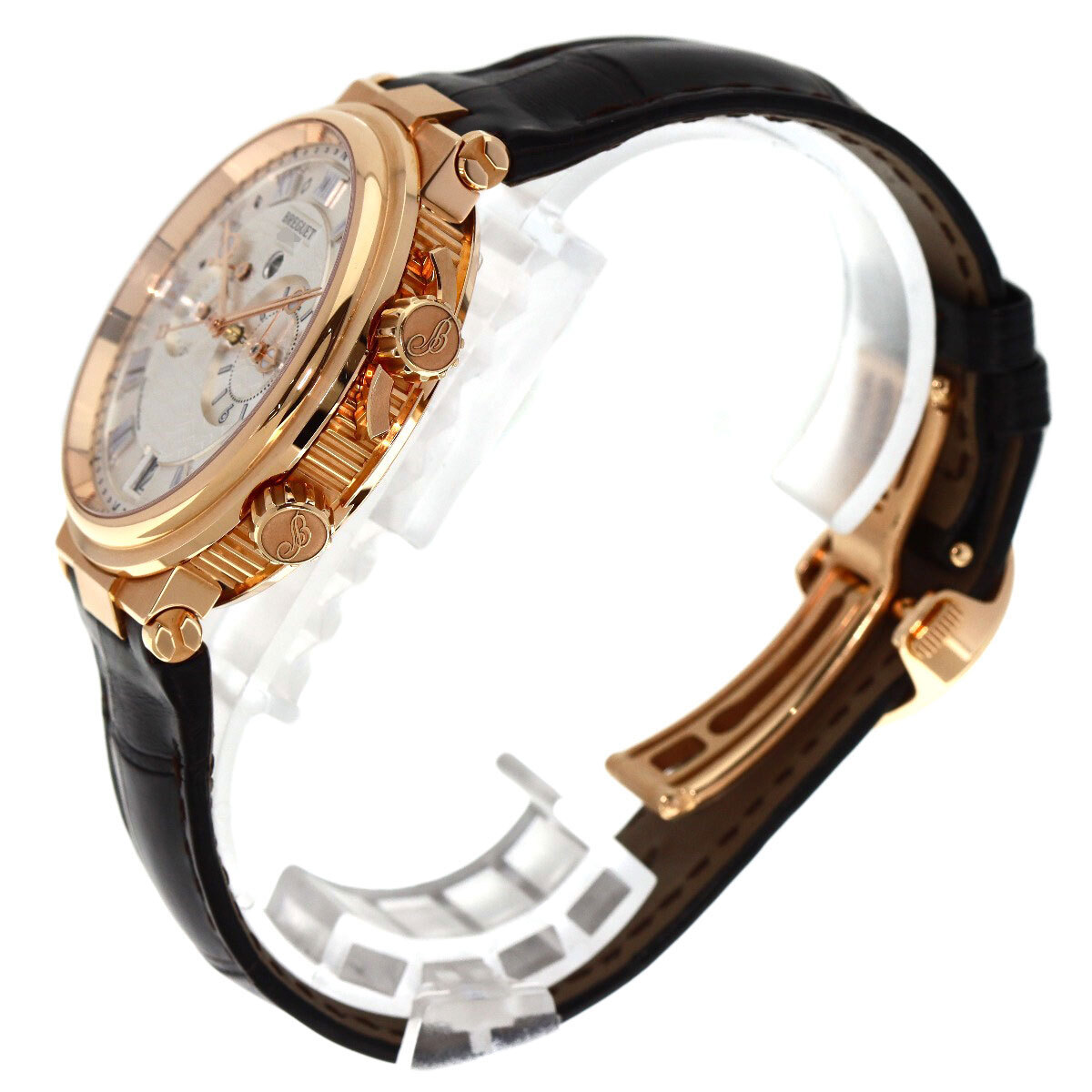 Breguet Breguet 5547BR/12/9ZU marine alarm musical wristwatch K18 pink gold leather rose Gold men's used 