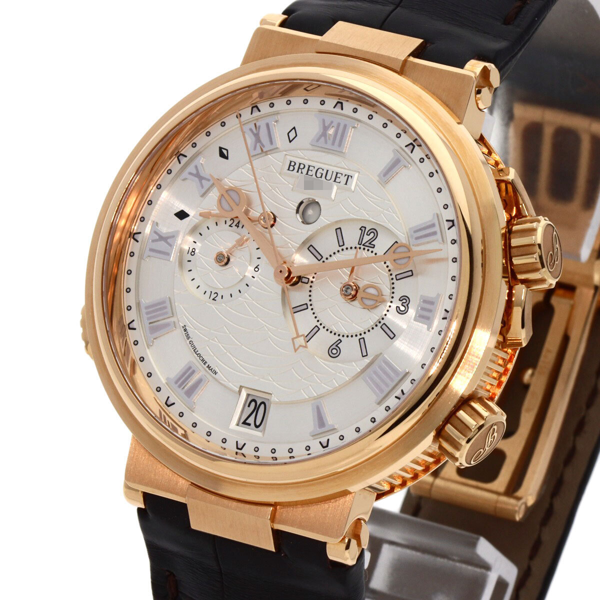 Breguet Breguet 5547BR/12/9ZU marine alarm musical wristwatch K18 pink gold leather rose Gold men's used 