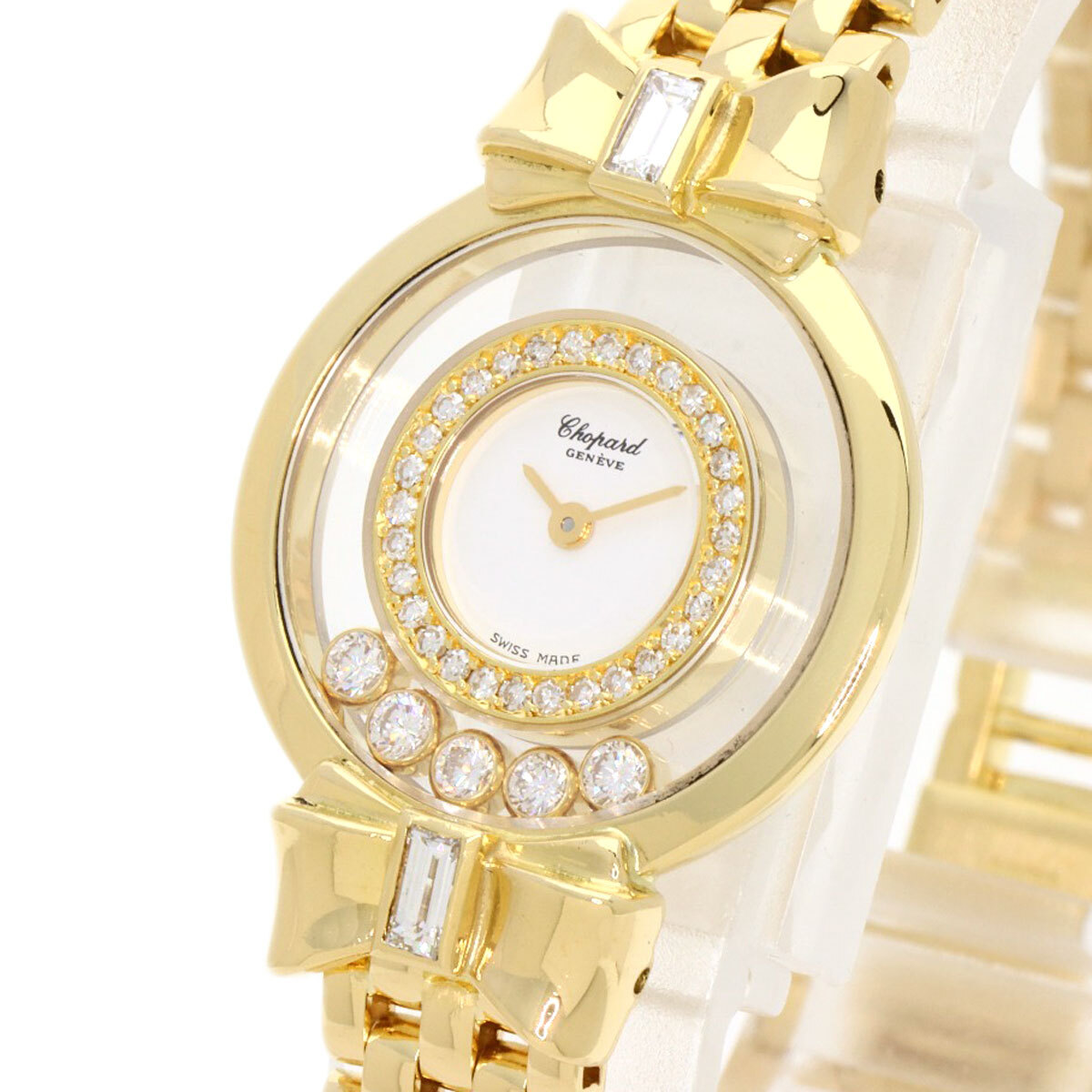 Chopard Chopard 20/5512 happy бриллиант li болты для капота имеется наручные часы K18 желтое золото K18YG женский б/у 