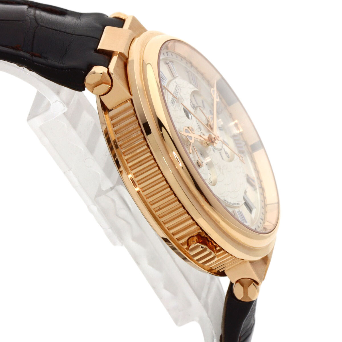 Breguet Breguet 5547BR/12/9ZU marine alarm musical wristwatch K18 pink gold leather rose Gold men's used 