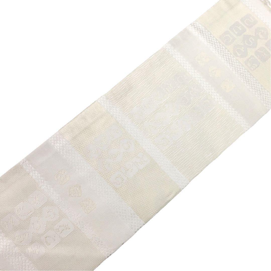 名古屋帯 色彩豊かな抽象干支柄織模様 乳白色 O-3602_画像5