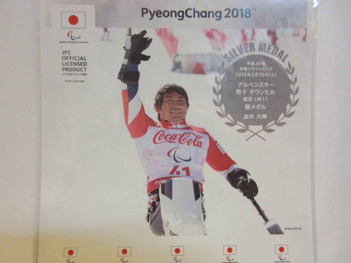平昌2018冬季パラリンピック日本代表選手(アルペンスキー 男子 ダンヒル 座位 LW11 森井大輝) 銀メダル フレーム切手 １シートの画像2